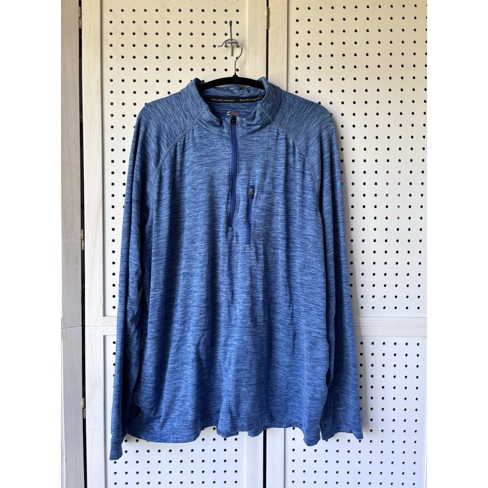 World Wide Sportsman Fishing Shirt Men's XL Blue Long Sleeve 1/4 Zip Performance